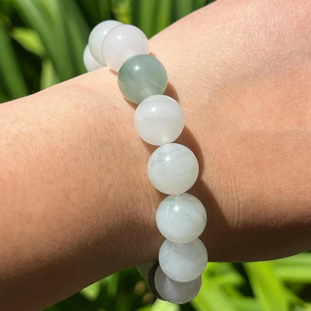 12.5mm‎ stretchable tianshan jade bracelet